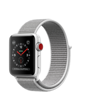 Apple Watch 38mm Series 3 GPS + Cellular Silver Aluminum Case with Seashell Sport Loop (MQKJ2)