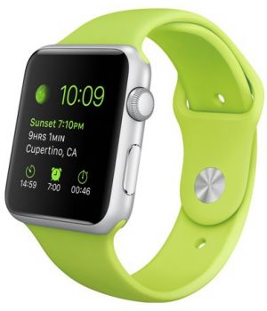 Apple Watch Sport 42mm Silver Aluminum Case with Green Sport Band (MJ3P2)