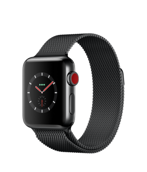 Apple Watch 38mm Series 3 GPS + Cellular Space Black Stainless Steel Case with Space Black Milanese Loop (MR1Q2)