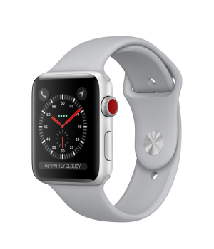 Apple Watch 42mm Series 3 GPS + Cellular Silver Aluminum Case with Fog Sport Band (MQKM2)
