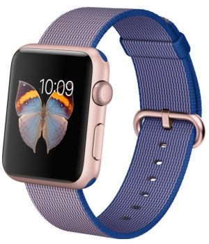 Apple Watch Sport 42mm Rose Gold Aluminum Case with Royal Blue Woven Nylon (MMFP2)