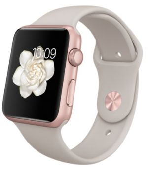 Apple Watch Sport 42mm Rose Gold Aluminum Case with Stone Sport Band (MLC62) CPO