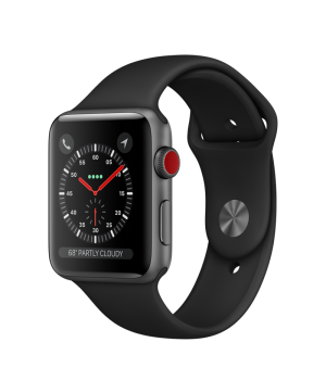 Apple Watch 42mm Series 3 GPS + Cellular Space Gray Aluminum Case with Black Sport Band (MQK22)