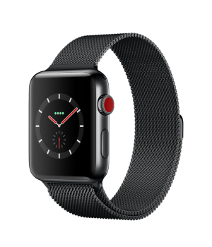 Apple Watch 42mm Series 3 GPS + Cellular Space Black Stainless Steel Case with Space Black Milanese Loop (MR1V2)