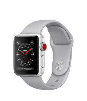 Apple Watch 38mm Series 3 GPS + Cellular Silver Aluminum Case with Fog Sport Band (MQJN2)