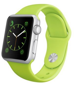Apple Watch Sport 38mm Silver Aluminum Case with Green Sport Band (MJ2U2)
