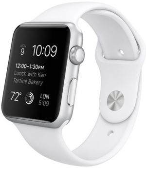 Apple Watch Sport 42mm Silver Aluminum Case with White Sport Band (MJ3N2) CPO