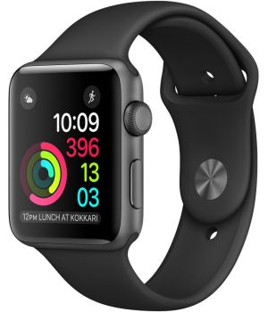 Apple Watch 38mm Series 2 Space Gray Aluminum Case with Black Sport Band (MP0D2)