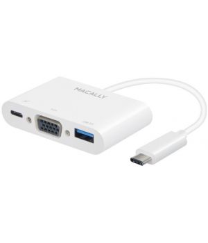 Macally USB-C to VGA Multiport Adapter with Macbook Charging and USB-A 3.0 Port (UCVGA)