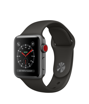 Apple Watch 38mm Series 3 GPS + Cellular Space Gray Aluminum Case with Gray Sport Band (MR2W2)