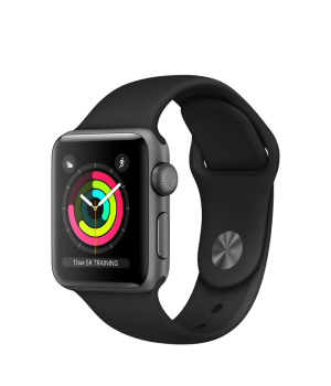 Apple Watch 38mm Series 3 GPS Space Gray Aluminum Case with Black Sport Band (MQKV2)
