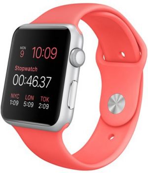 Apple Watch Sport 42mm Silver Aluminum Case with Pink Sport Band (MJ3R2)