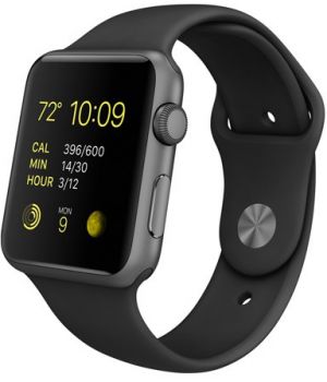 Apple Watch Sport 42mm Space Gray Aluminum Case Black Sport Band (MJ3T2) CPO