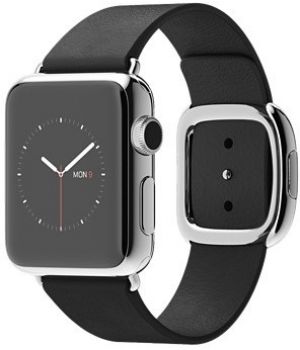 Apple Watch 38mm Stainless Steel Case with Black Modern Buckle (MJYL2)