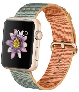 Apple Watch Sport 42mm Gold Aluminum Case with Gold/Royal Blue Woven Nylon (MMFQ2)