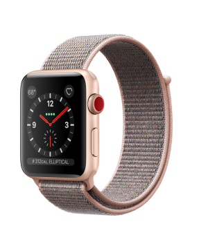 Apple Watch 42mm Series 3 GPS + Cellular Gold Aluminum Case with Pink Sand Sport Loop (MQK72)