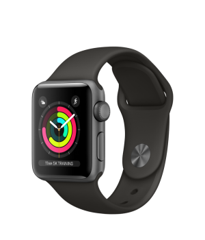 Apple Watch 38mm Series 3 GPS Space Gray Aluminum Case with Gray Sport Band (MR352)