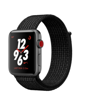 Apple Watch Nike+ 42mm Series 3 GPS + Cellular Space Gray Aluminum Case with Black/Pure Platinum Nike Sport Loop (MQLF2)