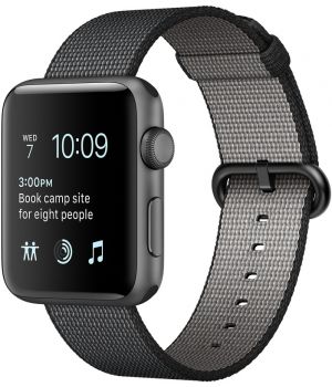 Apple Watch 38mm Series 2 Space Gray Aluminum Case with Black Woven Nylon (MP052)