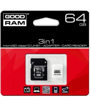 Goodram 64 GB microSDXC class 10 UHS-I + SD Adapter (SDU64GXCUHS1AGRR10)